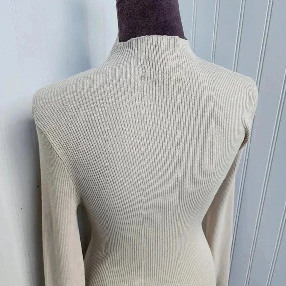 FOREVER 21 Women's Ribbed Textured Cutout Midi Dress Beige Pullover Sz M - Picture 8 of 14